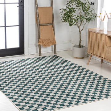 Aimee Traditional Cottage Checkerboard Indoor/Outdoor Area Rug